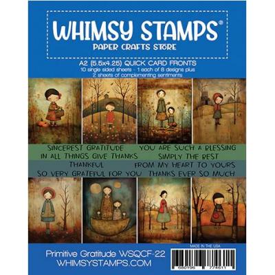 Whimsy Stamps Quick Card Fronts - Primitive Gratitude